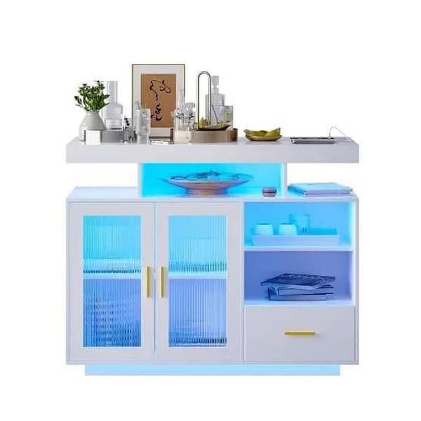 39.4" Modern LED Sideboard Buffet Cabinet with Charging Station